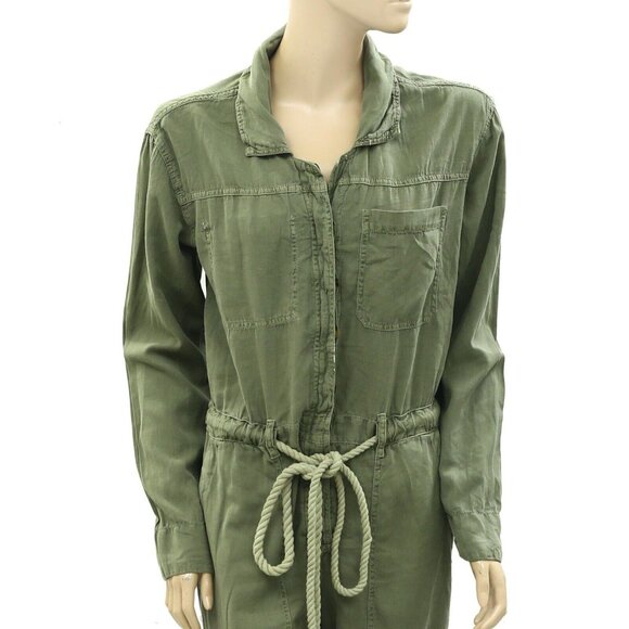 Free People Quinn Coveralls Jumpsuit Dress Cargo Texture Utility Solid S 267065 - Picture 6 of 8